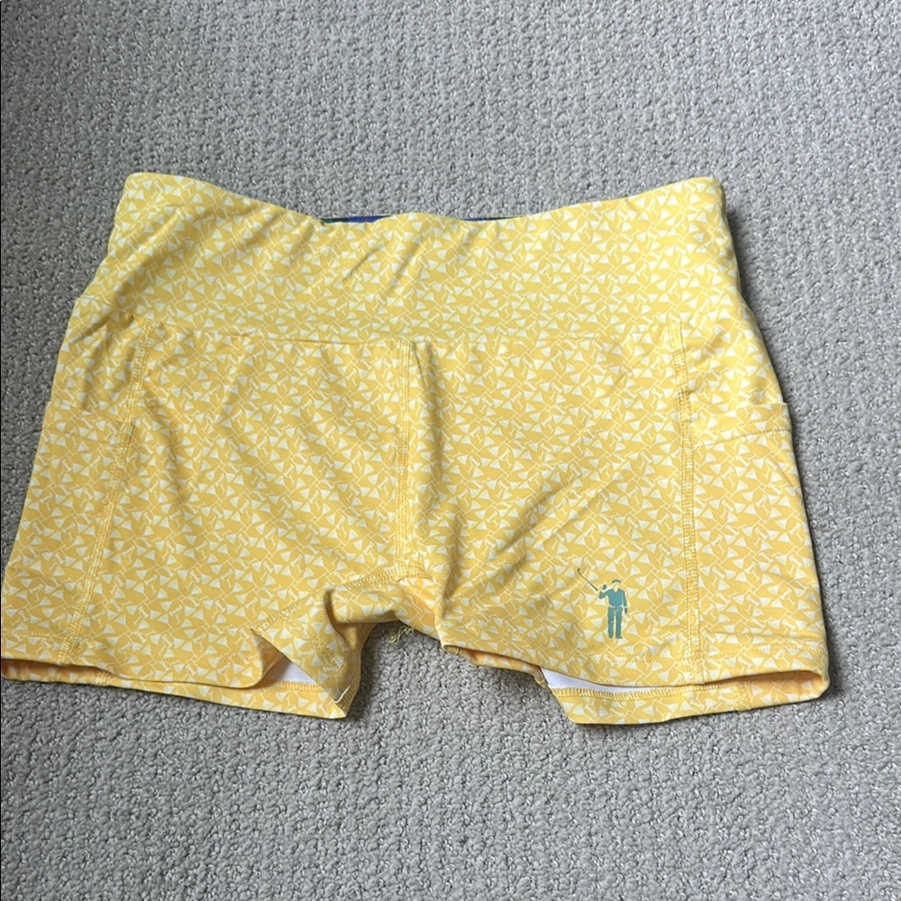 William Murray yellow with Tartan Plaid lining Shorts size small
